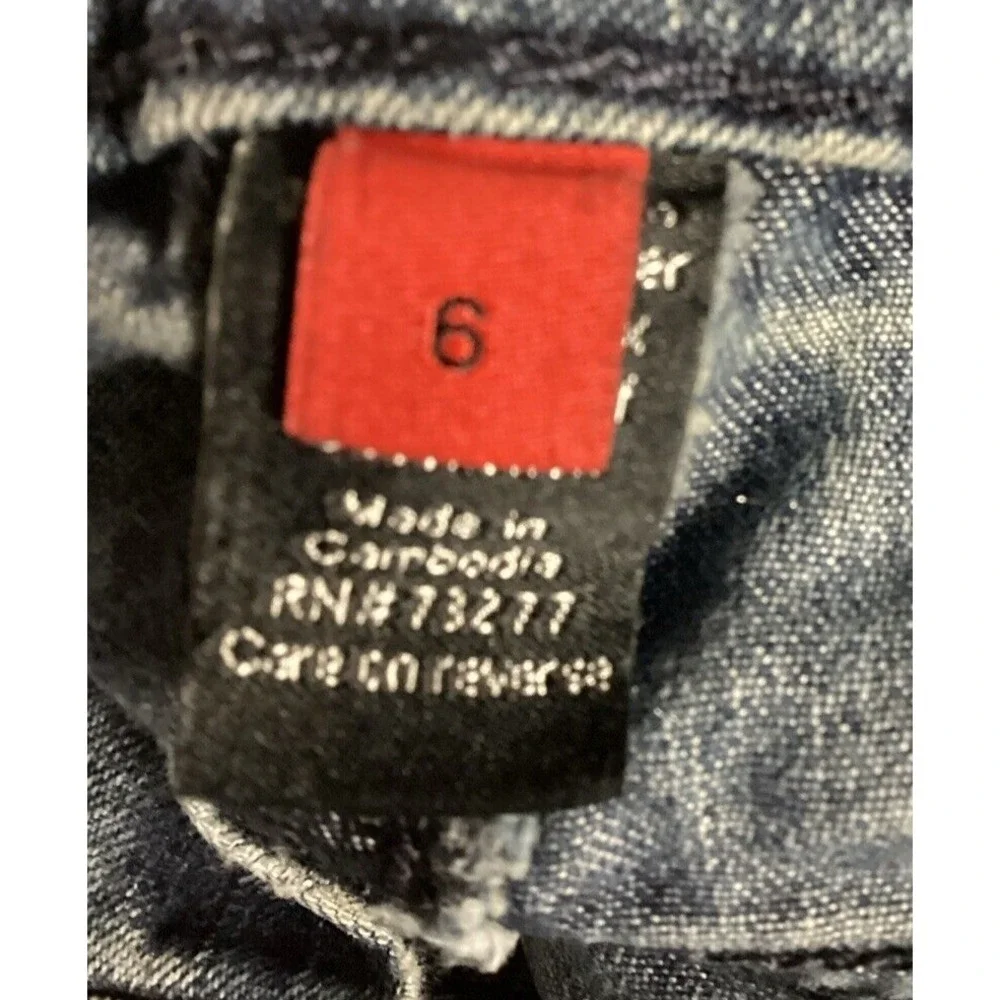 UNBRANDED Women's (Size 6) Blue Denim Jeans Pockets Stretch Distressed‎ Cuff B5G